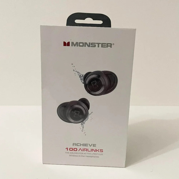 Monster Achieve  100 Airlinks Headphones Bluetooth USB-C Water Resist Sealed - Picture 1 of 13